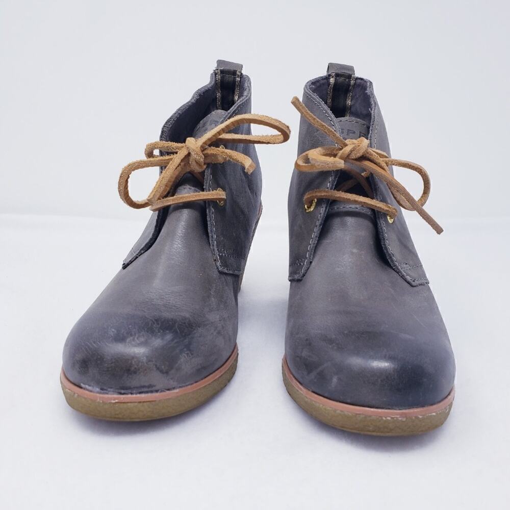 Sperry Top-sider Harlow Wedge Leather Ankle Bootie Boots Heel Fall Size 6.5 - Picture 4 of 9